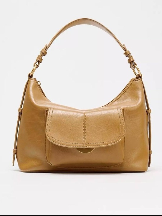 Zara Handbags - Zara Cognac Brown Faux Leather Shoulder Bag